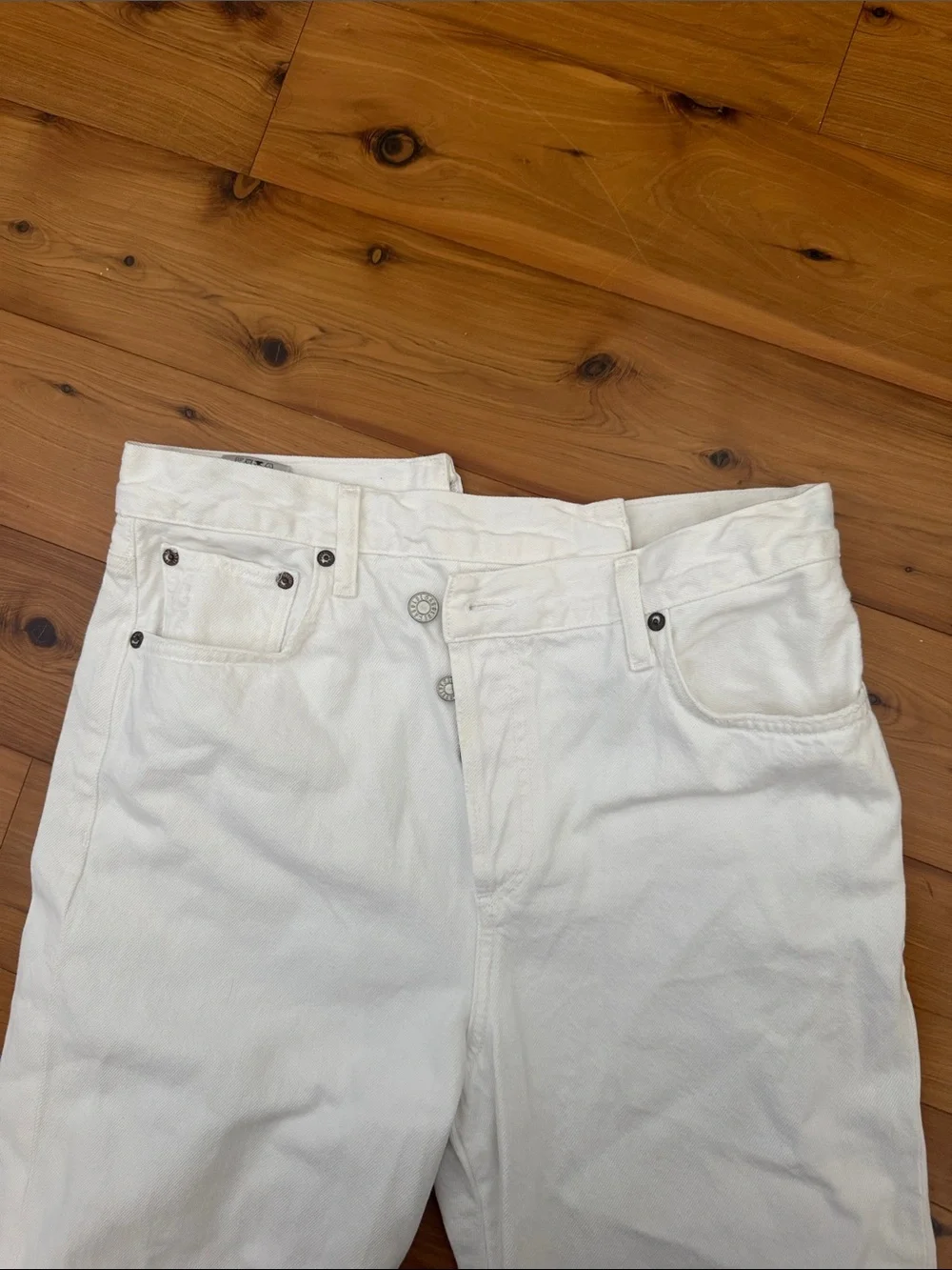 Agolde White High-Rise criss cross Denim Jeans